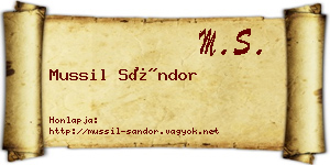 Mussil Sándor névjegykártya